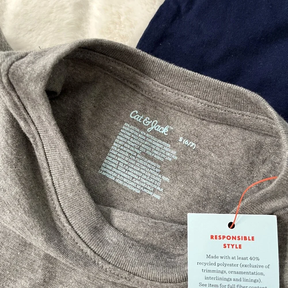NWT LOT of 3 Boys Cat & Jack T-Shirts (Gray/Navy) S /6-7